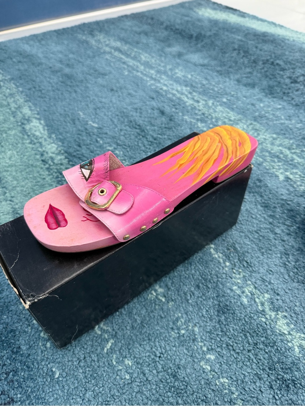 Pink Women's Slide Sandal with Flame Detail